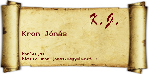 Kron Jónás névjegykártya